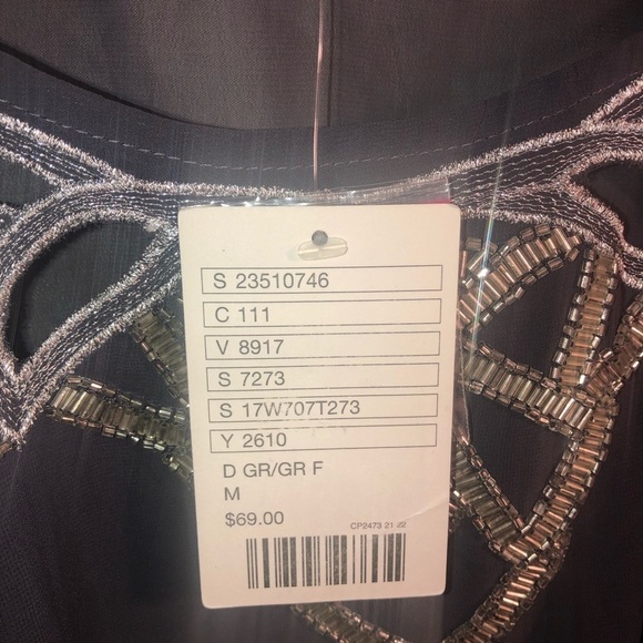 NWT Kimchi Blue Women’s Black Beaded Sheer Cutout Shirt Size Medium - Picture 4 of 7